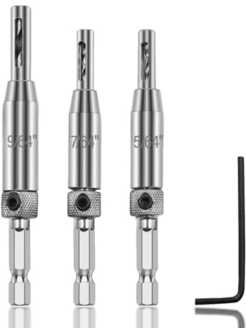 4PCS Self Centering Drill Bit Set,Hinge Drill Bit Self Centring 1/4 Inch Hex Shank High Speed Drill Bits For Door, Window, Cabinet Hinge Pilot Hole (2mm, 2.8mm, 3.6mm)