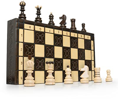 Chessebook Schachspiel aus Holz Pearl Large 42 x 42 cm - Hochwertiges Schachbrett aus Holz - Chess Board Set klappbar - Schachbrett-Spielset mit Schachfiguren - Handarbeit