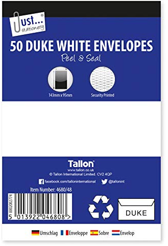 Tallon Just Stationery Peel & Seal Envelopes - Duke White (Pack of 50)
