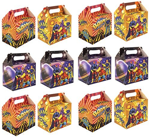 VALUE PACK 12 x Super Hero Paper Lunch Box Going Home Present Picnic Boxes