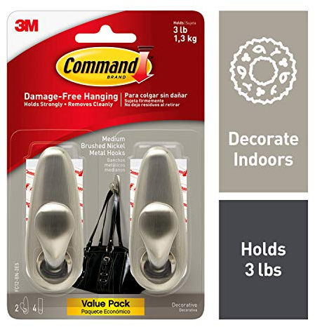 Command FC12-BN-2ES Forever Classic Lot économique en nickel brossé, 2 crochets, 4 bandes