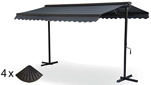 Oviala Doppelmarkise, 3 x 4 m und 4 beschwerte Platten, Anthrazit