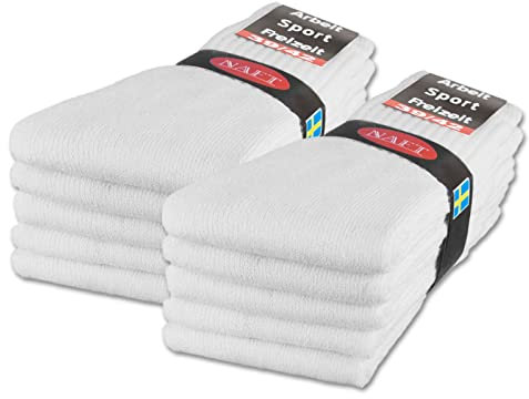 Lot de 10 | 20 | 30 Paires de Chaussettes de Sport, de Tennis, de Travail Homme Femme Coton 10100 (39-42 10 Paires Blanc)