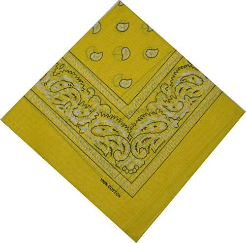 Bandana Halstuch Biker 1er 3er 6er 12er Pack Nikki Tuch Schal Paisley Kopftuch 100% Baumwolle 24 Farben (1er, Gelb)