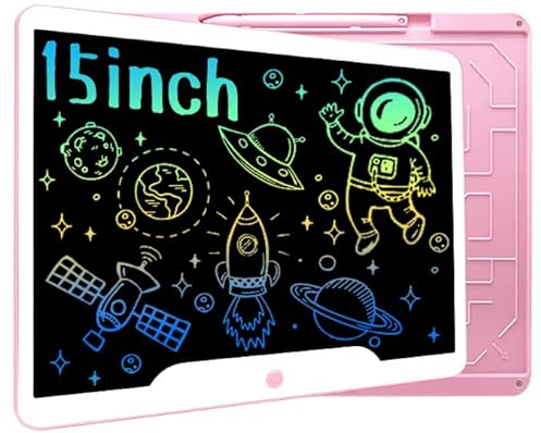 Richgv 15 Zoll LCD Writing Tablet mit Anti-Clearance Funktion und Stift, Digital Ewriter Grafiktabletts Schreibtafel Papierlos Notepad Doodle Board (Rosa)…