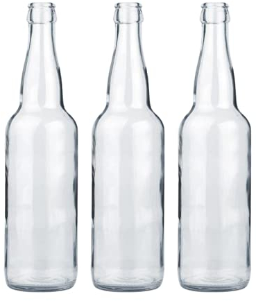 40 x 330ml Clear Beer Bottles with Crown Caps (Assorted Colour caps Available) (Black Caps)