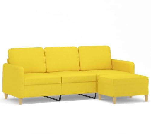 HETFTJN Küchensofa Schlafcouch Sofas Bigsofa - 3-Sitzer-Sofa mit Hocker Hellgelb 180 cm Stoff für Schlafzimmer Büro Hotelzimmer Jugendzimmer