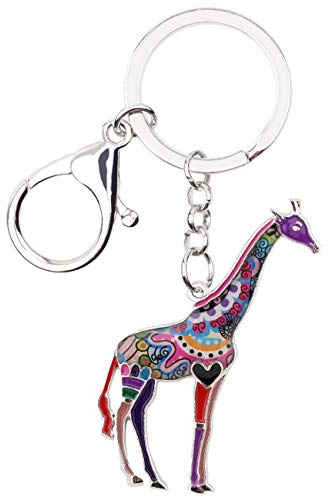 DOWAY Charm Emaille Pendentif Girafe Cadeau Cerf pour Femme | Pendentif pour Sac Alliage Bijoux Art Déco Boho Fait Main Accessoires pour Sac à Dos Sac à Main Clés de Voiture