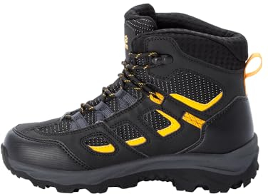 Jack Wolfskin Unisex Kinder Vojo Texapore Mid K, Black / Burly Yellow, 35 EU