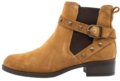 Marc Shoes Camille - Chelsea-Stiefelette mit Nieten Riemchen, Damen Halbschuh high, cognac, Wildleder