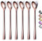 Kupfer-Löffel mit langem Griff, Kaffee-Rührstäbchen, Premium-Edelstahl, Eisteelöffel, Eislöffel, Cocktail-Rührlöffel, 6er-Set (Roségold)