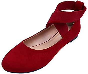 Feversole Ballerina Pelle Scamosciata Colorata con Cuscino in Memory Foam per amaretti da Donna Rosso Taglie 41 EU