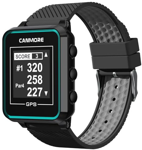 Canmore TW356 Golf-GPS-Uhr für Damen und Herren, kostenloses Update, großes LCD-Display, Upgrade-IC-Chip, leichtes Zubehör, Schwarz