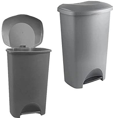 Home Kitchen Living Room Pedal Bin Grey Metallic Or Black Airtight Rubbish Bin With Soft Closure Lid (Black, 1)
