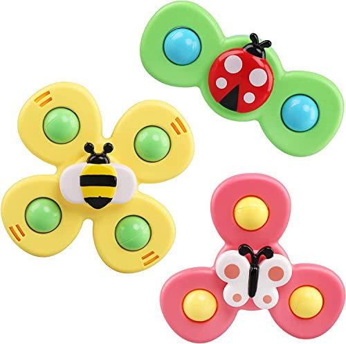 LEADSTAR Baby Badespielzeug Set, 3 Stück Saugnapf Spielzeug Baby, Sensorisches Rasselspielzeug für Kinder, Wasserspielzeug Baby Set, Baby Badewannenspielzeug, Lernspielzeug für Kinder