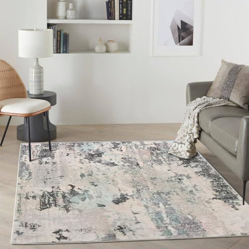 ASIinnsy Tapis Abstrait Moderne Tapis Salon Gris Poils Courts Antidérapant Grand Tapis de Salon Beige Tapis Doux Chambre Vert Tapis de Sol (Beige Abstrait, 120 x 160 cm)