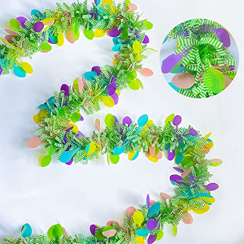 Oster-Lametta-Girlande, 5 Stück, 10 m, grüne gestreifte Lametta-Girlande mit Osterei, Ornament, Frühling, hängende Lametta-Dekoration für Urlaubstür, Fenster, Osterparty (grün)