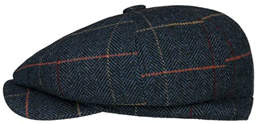 LIPODO Berretto Newsboy Herringbone Check Uomo - a Quadri con Visiera, Fodera, Fodera Inverno Autunno/Inverno - S (55-56 cm) Blu Scuro