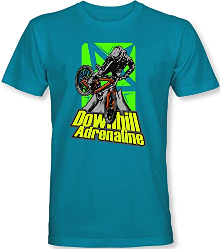 Kinder T-Shirt: Downhill Adrenaline - Fahrrad Geschenk-e Jungen & Mädchen - Radfahrer-in Mountain Bike MTB BMX Roller Rad Outdoor Junge Kind (140)