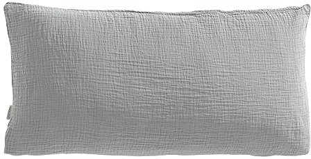 Pure Label Musselin Kopfkissenbezug 40x80 cm aus 100% Baumwolle - Traumhaft weiche, kuschelige Kissen-Sets in grau aus Musselin