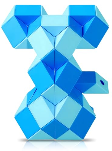 ECHOCUBE Magischer Schlangenwürfel, 48 Blöcke Magische Schlange Lineal Twist Puzzle Party Geschenke, pädagogische kreative Schlange Fidget Spielzeug für Kinder/Erwachsene (Blau)