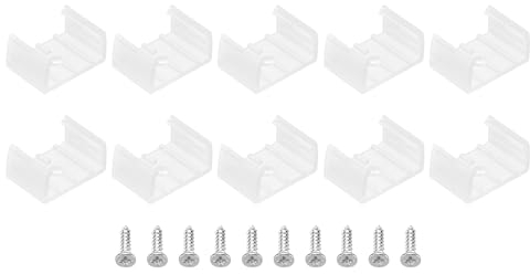 PATIKIL Clips para Tiras de LED 40 Uds Soportes de Montaje de Abrazaderas de Plástico con Tornillos para Cables de Luz Neon RGB de 18mm-20mm Translúcidos