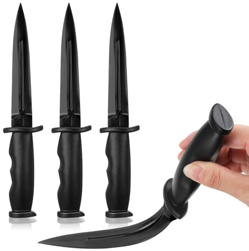 Aoriher 4 Stück Gummi Kampfkunst Trainingsmesser Gummi Messer Gefälschte Messer Übungsmesser Werkzeug Requisiten für Kampfsport Trainieren(Schwarz)
