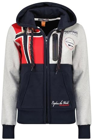 Geographical Norway Gexplore Lady - Felpa Donna Zip Hoodie Tasche - Pile Donna Maglione Manica Lunga Giacca Cappuccio - Abito Ideale Primavera Estate Autunno Inverno Stagione (Grigio Chiaro L)