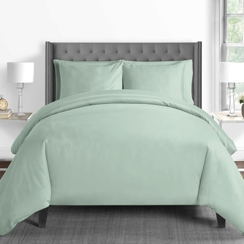 Pizuna Bettwäsche 200x220 + 80x80 Baumwolle Meeresschaum 600 Fadenzahl | 100% Langstaple Baumwolle Bettbezug und Kissenbezug, Mako Satin 3-Teilig Bettwäscheset 200x220 + 80x80 Mako Satin