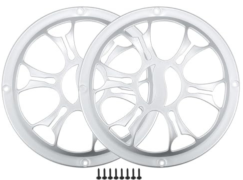 X AUTOHAUX 6 Car Speaker Grills Cover Round W/Screws ABS Silver Tone - 2 Pcs