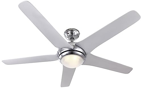 Deckenventilator Ventilator Wohnzimmerlampe Ventilatoren Küchenventilator, Fernbedienung 3 Stufen Vor-Rücklauf, Glas opal weiß, LED 20W 1100Lm warmweiß, DxH 137x37,2cm