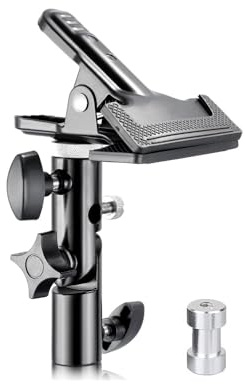 KAGYOKU Robuster Metall-Klemmhalter mit 5/8 Zoll Lichtstativbefestigung, Reflektorklemme mit Schirmloch und Schraubbefestigung für Fotostudio-Reflektoren