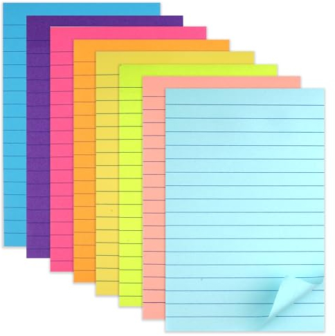 Haftnotizen, Pastell Sticky Notes, To Do Listen, Haftnotizen Klebezettel, Groß Haftnotizen, Notizblöcke Linierte Notizzettel für Büro Zubehör Schule Schreibwaren Studium Must Haves- 100 x 150mm