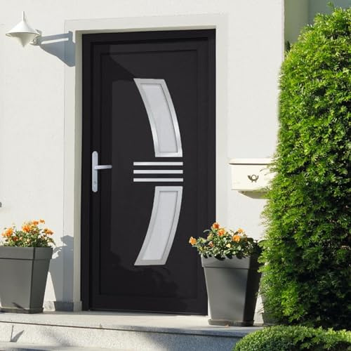 Gecheer Puerta entrada antracita 88 x 200 cm de PVC-PLT2792