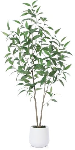 CROSOFMI Plantas Artificiales con Vaso di Plastica Grande Decorativas Eucalipto Arbol 150 cm Altas Plantas de Plastico Decoración del Hogar(1 Pack)