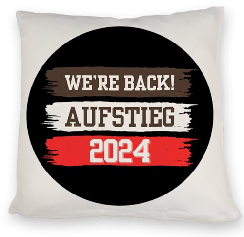St. Pauli Aufstieg 2024 Kissen mit Spruch We're Back were Hamburg Reeperbahn Landungsbrücken Hafen Wappen - Feiere den Aufstieg mit diesem stylischen Kissen