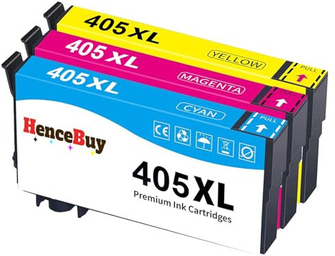 HenceBuy 405XL Multipack Kompatibel für Epson 405 XL Druckerpatronen für Workforce Pro WF-4820 Patronen WF-4820DWF WF-3820 WF-3820DWF WF-4825 WF-3825DWF WF-4830DTWF WF-7840DTWF WF-7830 WF-7310 CMY