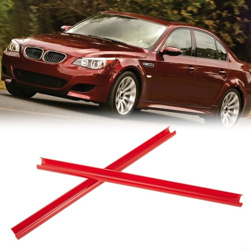 Kühlergrill-Einsatz, Streifen, Kühlergrill-Zierleisten, kompatibel mit für BMW E60, E65, E66, Rot, 36 cm, 2 Stück