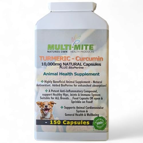 FoodPURA 150 Turmeric Capsules with Piperine for Dogs and Cats 10,000 mg for Joints, Digestive Health - High Absorbtion Health Supplement Anti Inflammatory for Hips and Joints