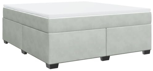 vidaXL Boxspringbett, Polsterbett Bett mit Matratze, Bettgestell mit Lattenrost, Doppelbett für Schlafzimmer, Hellgrau 180x200cm Samt