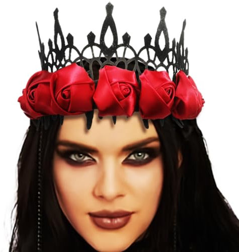 Fashband Serre-tête gothique à fleurs pour Halloween - Couronne vintage - Accessoire de cheveux pour femme