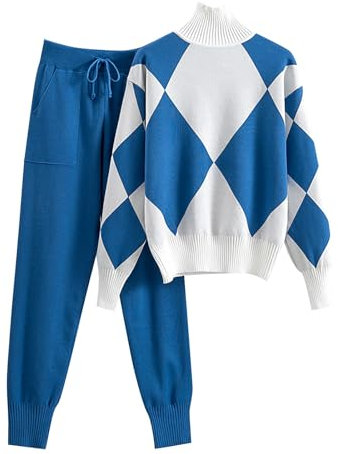 Completo Pantaloni E Maglia Donna Elegante Comode Tuta In Maglia Curvy Invernale Tuta Due Pezzi Set Da Salotto Casual Completo Da Casa Sportiva Morbida Firmate Tute Oversize Anziana Complete Outfits