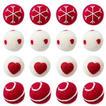 Filz-Weihnachtskugeln, Woll-Weihnachtskugeln - Hängende Wollknäuel für Weihnachten,Weihnachts-Deko-Wollkugeln für Zuhause, 16 x natürliche Wollfilz-Kugeln für den Weihnachtsbaum