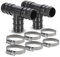 Pool Schlauchverbinder 2x T-Stück 38 mm für Schwimmbadschlauch im Set inkl. 6x Edelstahl Schlauchschellen, Poolschlauch Verbinder