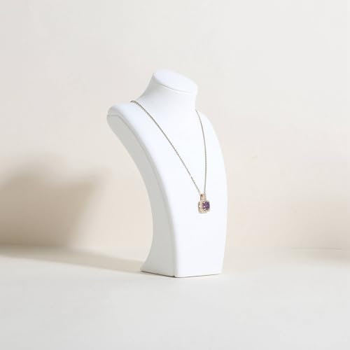 GemeShou Weißer Halsketten-Organizer zum Verkauf, samtiger Halskettenständer, Schmuckbüsten-Display, Schmuckpuppe für Thekenvitrinen 【Weiß-Klein】