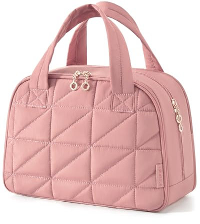 BAGSMART Kulturtasche Damen, Große Reise Kulturbeutel, Bauschige Kosmetiktasche, Reisetasche für Makeup Bag und Kosmetik mit Griff, Rose