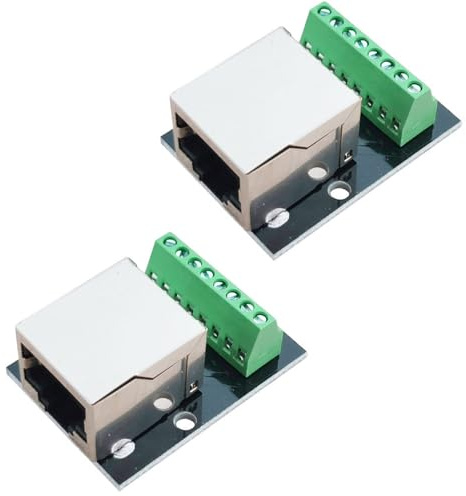 2 Stück RJ45 8Pin Ethernet Single Weiblich Terminal Breakout Board,2.54mm Pitch Doppelbuchsen Adapter,RJ45 Schraubanschluss,RJ45 Doppelte Steckdosen to 8 Pins Adapter (SINGLE BUCHSE)