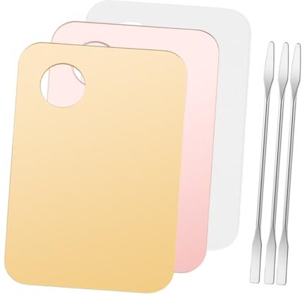 DEARMAMY 3sets Palette Per Miscelazione Del Piatto Per Miscelare Cosmetici Con Spatola Per Fondotinta e Ombretto Vassoio Resistente Per Sfumare