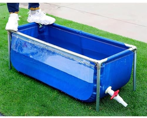 VITIWEDTY Kit Completo Piscina Acquario Fuori Terra, Antistrappo con Cornice Metallica, per Pesci Rossi, Koi, Tartarughe E Nuoto (Blueclear 140x70x61cm)