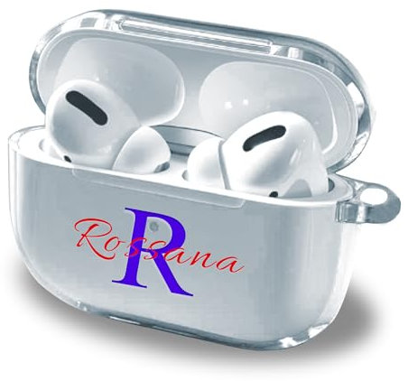 Personalizzata trasparente nome & iniziale Custodia per AirPods 3, doppio testo personalizzato per AirPods terza generazione, custodia protettiva trasparente sottile e antiurto in TPU con portachiavi